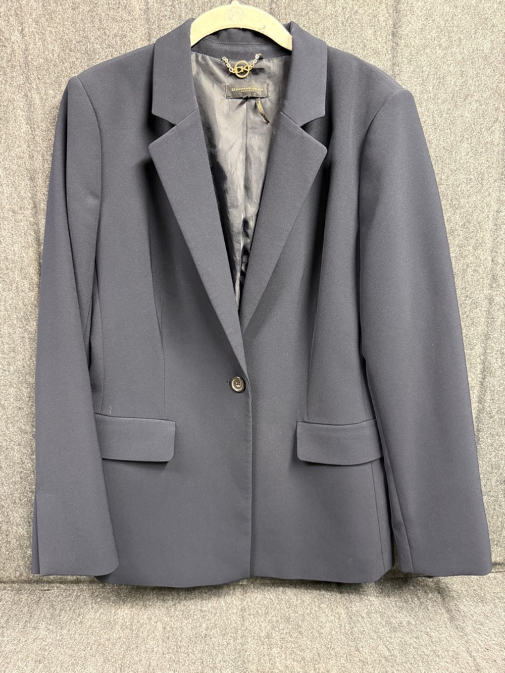 Donna Karan Navy Single-Button Tailored Blazer